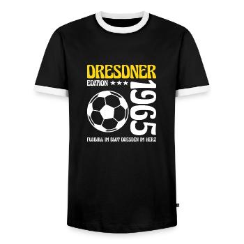 Dresden Birthday 1965 Football Gift - Men's Ringer Shirt - black/white - Front - AI Model Female 172 light (172cm) & AI Model Male 178 light (178cm)