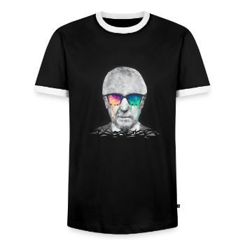 Albert Hofmann - Psychedelic Polygon Portrait - Männer Kontrast-T-Shirt - Schwarz/Weiß - Vorne - AI Model Female 172 light (172cm) & AI Model Male 178 light (178cm)