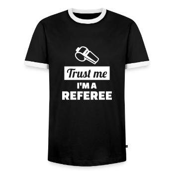 Roofer - Men's Ringer Shirt - black/white - Front - AI Model Female 172 light (172cm) & AI Model Male 178 light (178cm)