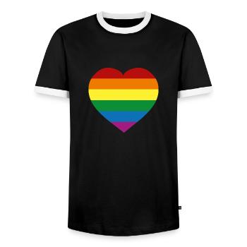 Rainbow Flag :) - Men's Ringer Shirt - black/white - Front - AI Model Female 172 light (172cm) & AI Model Male 178 light (178cm)