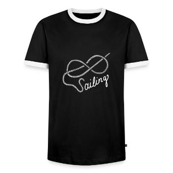 Sailing Segeln Achter Knoten mit Leine - Männer Kontrast-T-Shirt - Schwarz/Weiß - Vorne - AI Model Female 172 light (172cm) & AI Model Male 178 light (178cm)
