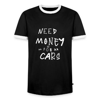 Lettrage graffiti blanc Need Money for Cars - T-shirt contrasté Homme - noir/blanc - Devant - AI Model Female 172 light (172cm) & AI Model Male 178 light (178cm)