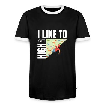 Wall Climbing Rock Climbing - Men's Ringer Shirt - black/white - Front - AI Model Female 172 light (172cm) & AI Model Male 178 light (178cm)