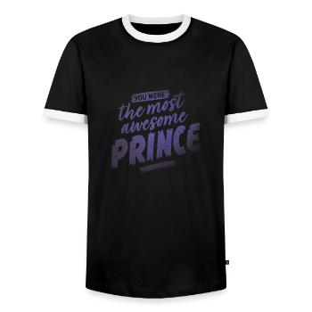 awesome Prince in Purple - Men's Ringer Shirt - black/white - Front - AI Model Female 172 light (172cm) & AI Model Male 178 light (178cm)