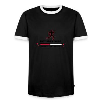 FOOTING EN COURS - T-shirt contrasté Homme - noir/blanc - Devant - AI Model Female 172 light (172cm) & AI Model Male 178 light (178cm)