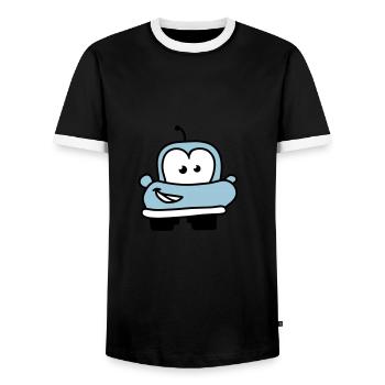 autos__funny_car_3c - Männer Kontrast-T-Shirt - Schwarz/Weiß - Vorne - AI Model Female 172 light (172cm) & AI Model Male 178 light (178cm)