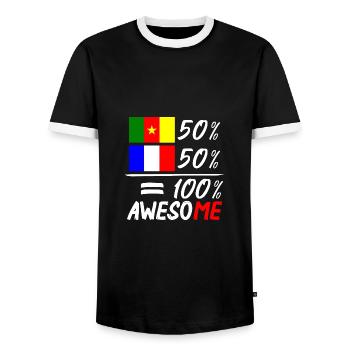 Moitié Français moitié Camerounais - Männer Kontrast-T-Shirt - Schwarz/Weiß - Vorne - AI Model Female 172 light (172cm) & AI Model Male 178 light (178cm)