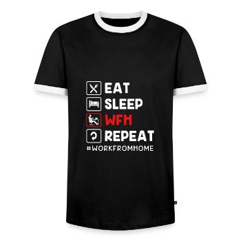Remote home office - Men's Ringer Shirt - black/white - Front - AI Model Female 172 light (172cm) & AI Model Male 178 light (178cm)