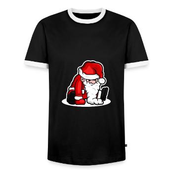 Sitting Santa Puppet - White - Männer Kontrast-T-Shirt - Schwarz/Weiß - Vorne - AI Model Female 172 light (172cm) & AI Model Male 178 light (178cm)