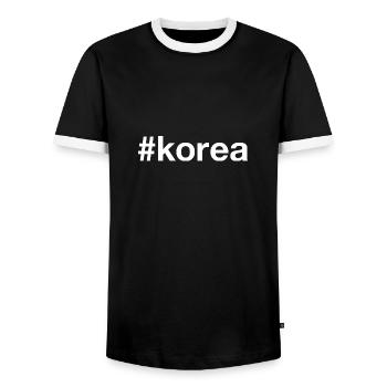 KOREA Hashtag - Men's Ringer Shirt - black/white - Front - AI Model Female 172 light (172cm) & AI Model Male 178 light (178cm)