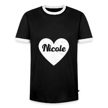 Nicole Vorname Geschenkidee Herz Love Ich liebe - Männer Kontrast-T-Shirt - Schwarz/Weiß - Vorne - AI Model Female 172 light (172cm) & AI Model Male 178 light (178cm)