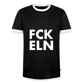 Fck eln - Männer Kontrast-T-Shirt - Schwarz/Weiß - Vorne - AI Model Female 172 light (172cm) & AI Model Male 178 light (178cm)