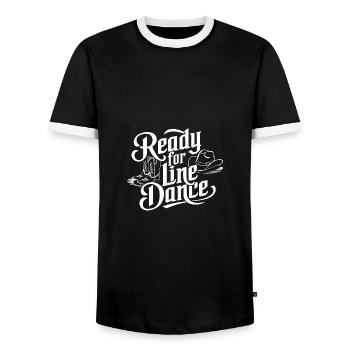 La danse en ligne, mon sport de danse et ma passion - T-shirt contrasté Homme - noir/blanc - Devant - AI Model Female 172 light (172cm) & AI Model Male 178 light (178cm)