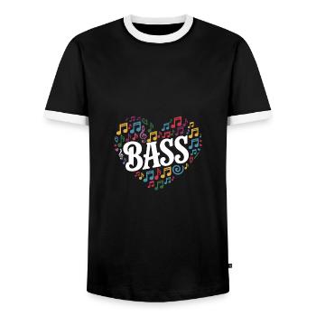 Cœur et basse - T-shirt contrasté Homme - noir/blanc - Devant - AI Model Female 172 light (172cm) & AI Model Male 178 light (178cm)