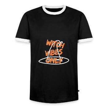 Witch Vibes Only - Magisches Hexen-Design - Männer Kontrast-T-Shirt - Schwarz/Weiß - Vorne - AI Model Female 172 light (172cm) & AI Model Male 178 light (178cm)