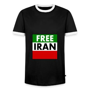 Free iran - Männer Kontrast-T-Shirt - Schwarz/Weiß - Vorne - AI Model Female 172 light (172cm) & AI Model Male 178 light (178cm)