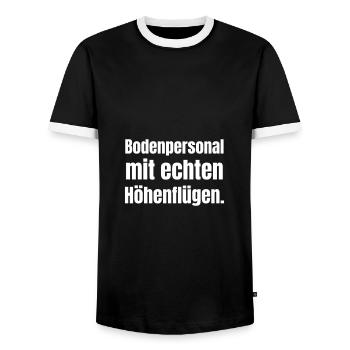 Personnel au sol avec de vraies envolées de fantaisie. - T-shirt contrasté Homme - noir/blanc - Devant - AI Model Female 172 light (172cm) & AI Model Male 178 light (178cm)