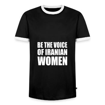 Be the voice of iranian women - Männer Kontrast-T-Shirt - Schwarz/Weiß - Vorne - AI Model Female 172 light (172cm) & AI Model Male 178 light (178cm)