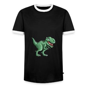 T-rex Tyrannosaurus Rex Dino Illustration - Männer Kontrast-T-Shirt - Schwarz/Weiß - Vorne - AI Model Female 172 light (172cm) & AI Model Male 178 light (178cm)