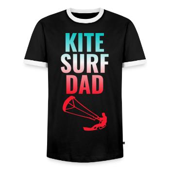 Kitesurfing Kiteboarding Kiteboarder Kitesurf Dad - Men's Ringer Shirt - black/white - Front - AI Model Female 172 light (172cm) & AI Model Male 178 light (178cm)