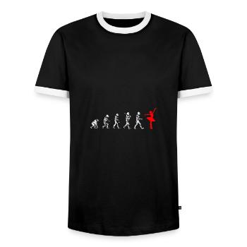Dancers-Evolution - Männer Kontrast-T-Shirt - Schwarz/Weiß - Vorne - AI Model Female 172 light (172cm) & AI Model Male 178 light (178cm)