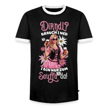 Dirndl brauch i ned i bin nur zum Sauffa da Tracht - Männer Kontrast-T-Shirt - Schwarz/Weiß - Vorne - AI Model Female 172 light (172cm) & AI Model Male 178 light (178cm)