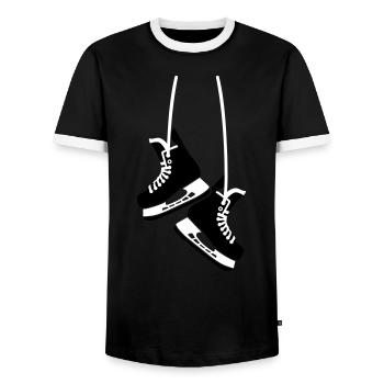 Schlittschuhe - Männer Kontrast-T-Shirt - Schwarz/Weiß - Vorne - AI Model Female 172 light (172cm) & AI Model Male 178 light (178cm)