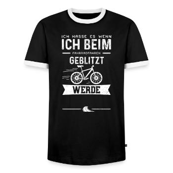 Ich Hasse Es Wenn Ich Beim Fahrr... - Männer Kontrast-T-Shirt - Schwarz/Weiß - Vorne - AI Model Female 172 light (172cm) & AI Model Male 178 light (178cm)