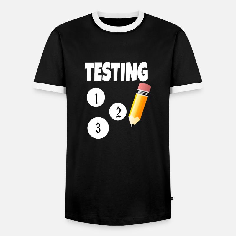 Testing 123 with pencil - Men's Ringer Shirt - black/white
