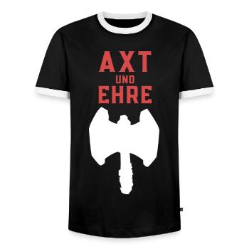 Axt und Ehre - Männer Kontrast-T-Shirt - Schwarz/Weiß - Vorne - AI Model Female 172 light (172cm) & AI Model Male 178 light (178cm)