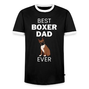 Hundeliebhaber Vatertag Geschenk Boxer Papa - Männer Kontrast-T-Shirt - Schwarz/Weiß - Vorne - AI Model Female 172 light (172cm) & AI Model Male 178 light (178cm)