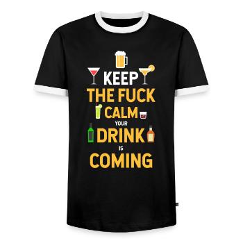 Barman Cocktail Bartender Barkeeper - Men's Ringer Shirt - black/white - Front - AI Model Female 172 light (172cm) & AI Model Male 178 light (178cm)