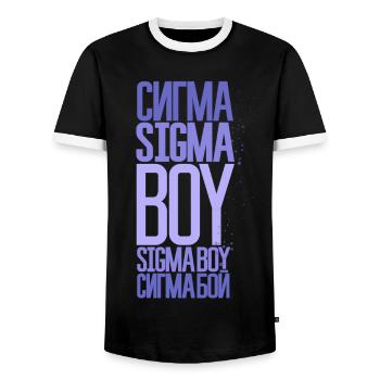 Sigma Boy - Viral song & TikTok trend inspired - Men's Ringer Shirt - black/white - Front - AI Model Female 172 light (172cm) & AI Model Male 178 light (178cm)