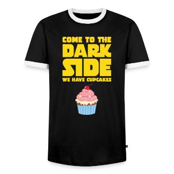 Come To The Dark Side - We Have Cupcakes - Men's Ringer Shirt - black/white - Front - AI Model Female 172 light (172cm) & AI Model Male 178 light (178cm)