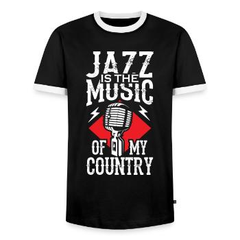Le jazz est la musique de mon pays - T-shirt contrasté Homme - noir/blanc - Devant - AI Model Female 172 light (172cm) & AI Model Male 178 light (178cm)