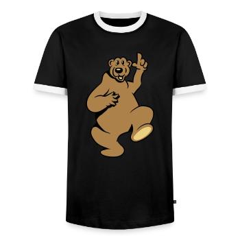 Bear happy funny - Men's Ringer Shirt - black/white - Front - AI Model Female 172 light (172cm) & AI Model Male 178 light (178cm)