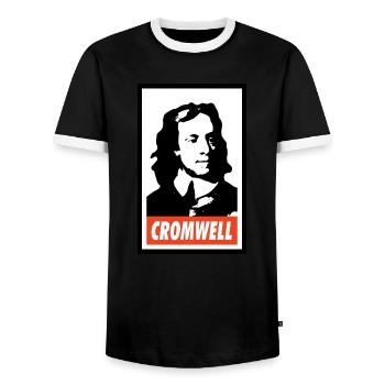 Oliver Cromwell - Men's Ringer Shirt - black/white - Front - AI Model Female 172 light (172cm) & AI Model Male 178 light (178cm)