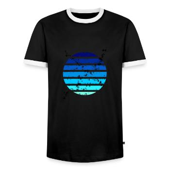 Rond dégradé N°2 - T-shirt contrasté Homme - noir/blanc - Devant - AI Model Female 172 light (172cm) & AI Model Male 178 light (178cm)