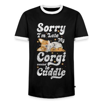 Kuscheln Geborgenheit Herz - Männer Kontrast-T-Shirt - Schwarz/Weiß - Vorne - AI Model Female 172 light (172cm) & AI Model Male 178 light (178cm)