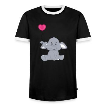 Baby Elefant mit Herz Luftbalon - Männer Kontrast-T-Shirt - Schwarz/Weiß - Vorne - AI Model Female 172 light (172cm) & AI Model Male 178 light (178cm)