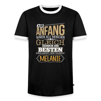 MELANIE - die Besten - Männer Kontrast-T-Shirt - Schwarz/Weiß - Vorne - AI Model Female 172 light (172cm) & AI Model Male 178 light (178cm)