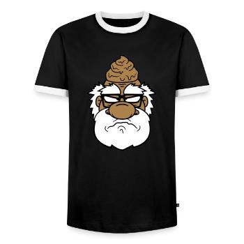 face head shit sour piss annoyed - Men's Ringer Shirt - black/white - Front - AI Model Female 172 light (172cm) & AI Model Male 178 light (178cm)