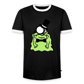 Monsieur messieurs cylindre monocle riche glibber - T-shirt contrasté Homme - noir/blanc - Devant - AI Model Female 172 light (172cm) & AI Model Male 178 light (178cm)