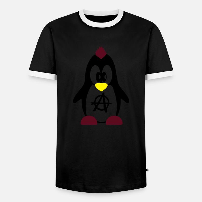 Punkpinguin - Männer Kontrast-T-Shirt - Schwarz/Weiß