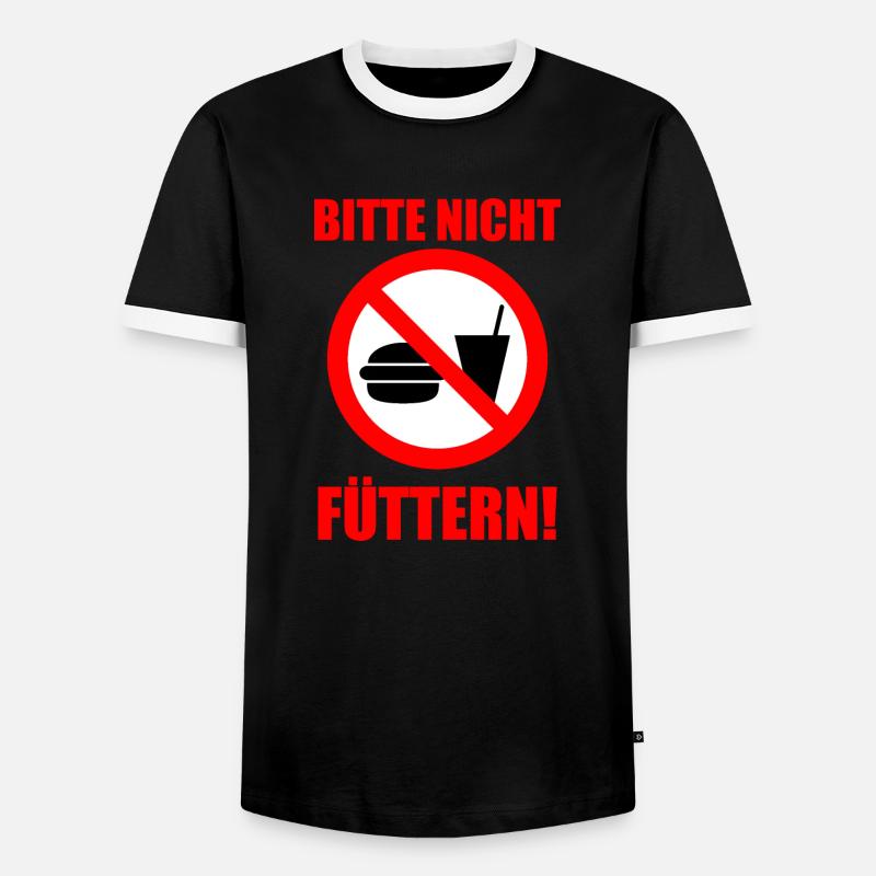 Bitte nicht füttern! - Männer Kontrast-T-Shirt - Schwarz/Weiß