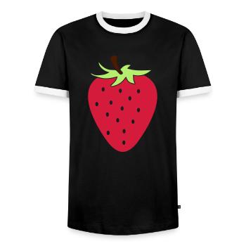 Erdbeere - Männer Kontrast-T-Shirt - Schwarz/Weiß - Vorne - AI Model Female 172 light (172cm) & AI Model Male 178 light (178cm)