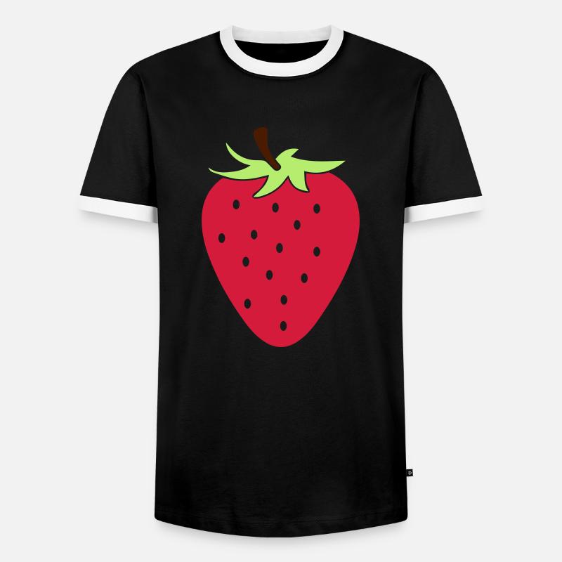 Erdbeere - Männer Kontrast-T-Shirt - Schwarz/Weiß