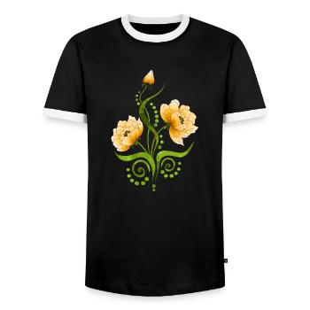 Bunte Blumen - Männer Kontrast-T-Shirt - Schwarz/Weiß - Vorne - AI Model Female 172 light (172cm) & AI Model Male 178 light (178cm)