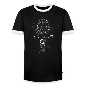 Moon Swing Astronaut Stars Space Man Funny - Männer Kontrast-T-Shirt - Schwarz/Weiß - Vorne - AI Model Female 172 light (172cm) & AI Model Male 178 light (178cm)