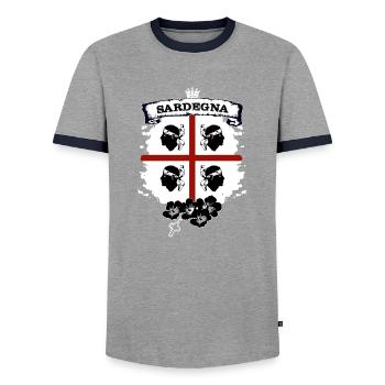 Sardinia - Men's Ringer Shirt - grey/navy  - Front - AI Model Female 172 light (172cm) & AI Model Male 178 light (178cm)